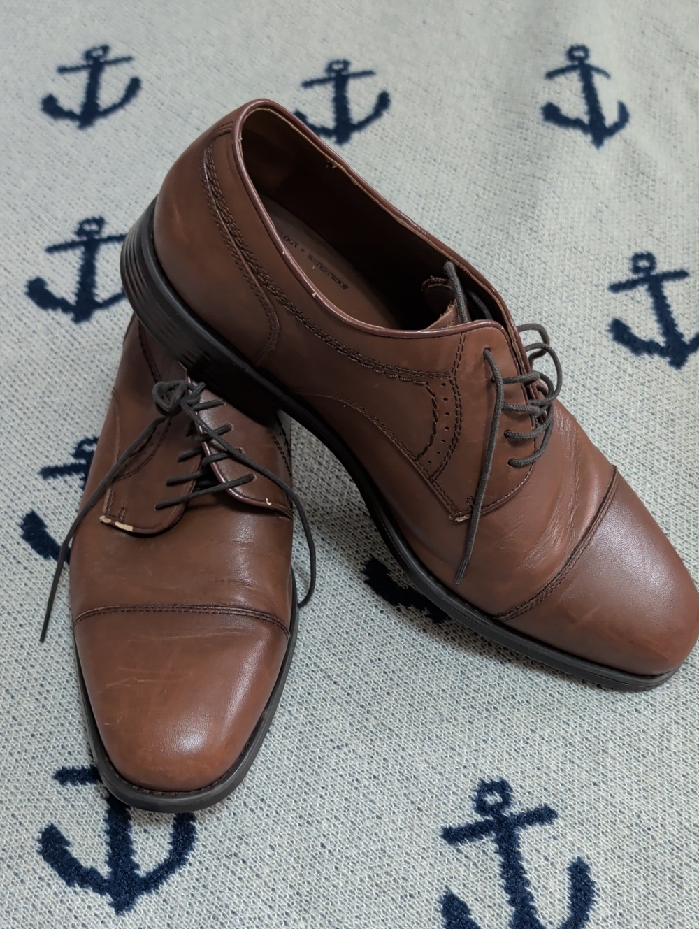 Johnston & Murphy Brown Leather Cap-Toe Derby Shoes - XC4 Size 13D